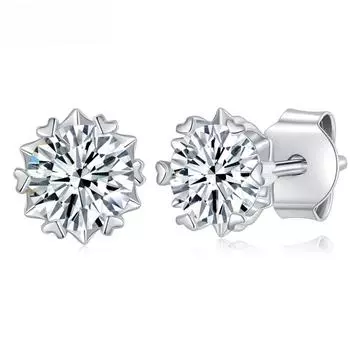 D Цвет 0,3-1,0 карат 6,5 мм серьги-гвоздики с муассанитом в форме снежинки для женщин стерлинговое серебро 925 пробы свадебные украшения 0.3CT VVS1 4.0mm