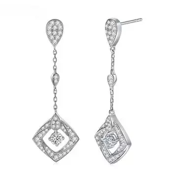 D Цвет 0,3 карата 4 мм D Цвет Муассанит бриллиантовые серьги женские длинные серьги-капли квадратной огранки легкие роскошные свадебные украшения