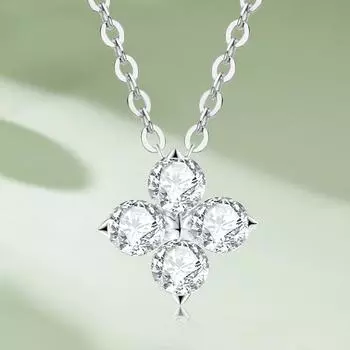 D Цвет 0,4 карата Клевер Ожерелье Подвески для Женщин Стерлингового Серебра S925 18 К Позолоченная Цепочка На Шею Классические Изящные Ювелирные Изделия белый