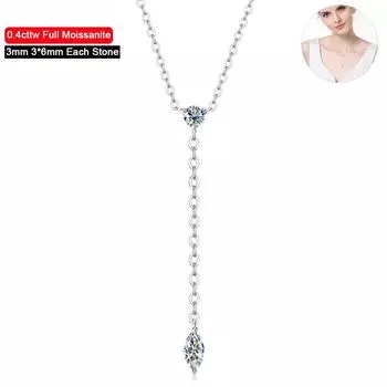 D Цвет 0,4cttw 3*6 мм Огранка Маркиза Полный Муассанит Ожерелье Для Женщин S925 Посеребренная 18 К Ювелирные Изделия