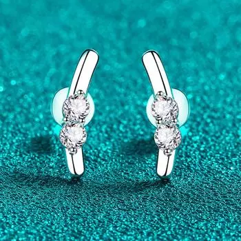 D цвет 0,4cttw D цвет VVS серьги-гвоздики с муассанитом для женщин милые заячьи ушки оригинальные ювелирные изделия из стерлингового серебра S925 GRA