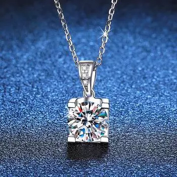 D цвет 0,5/1/2CT Блестящий муассанитовый кулон круглой огранки для женщин Лабораторное бриллиантовое ожерелье из стерлингового серебра 925 пробы пройти тест GRA 0.5ct