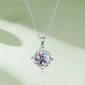 D цвет 0,5/1 карат Муассанит ожерелье кулон для женщин стерлингового серебра S925 с бриллиантами ветряная мельница шейная цепочка модные вечерние ювелирные изделия 0.5ct