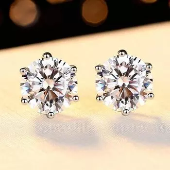 D Цвет 0,5/1 карат Муассанит VVS1 Алмаз Стерлингового Серебра 925 пробы Классические Серьги-гвоздики Женские Сверкающие Свадебные GRA Ювелирные Изделия 0.5ct