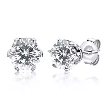 D Цвет 0,5-1 карат серьги с муассанитом для женщин стерлингового серебра 925 пробы с имитацией муассанита и бриллиантов серьги-гвоздики ювелирные изделия 0.5ct Stud Earrings