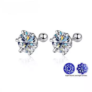 D Цвет 0,5-2 карата Муассанит Серьги-гвоздики Стерлингового Серебра 925 пробы Серьги с Бриллиантами Для Женщин Свадебные Изящные Ювелирные Изделия 1ct and 1ct белый