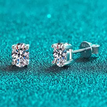 D цвет 0,5-2 карата овальные серьги-гвоздики с муассанитом для женщин, роскошные качественные ювелирные изделия для свадебной вечеринки, серьги-кольца из стерлингового серебра 925 пробы 0.5CT