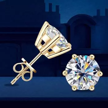 D цвет 0,5-2 карата серьги-гвоздики с муассанитом и бриллиантами, желтое золото 18 карат, позолоченное серебро 925 пробы, свадебные серьги для женщин и мужчин, роскошные ювелирные изделия с GRA 0.5ct and 0.5ct