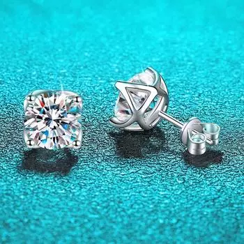 D-цвет 0,5-2CT D-цветные серьги-гвоздики с муассанитом для женщин, сверкающие роскошные серьги с бриллиантами из стерлингового серебра 925 пробы, свадебные украшения GRA 0.5CT and 0.5CT