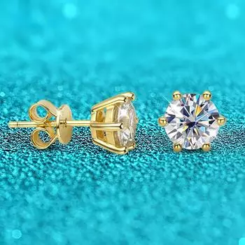 D цвет 0,5-2CT D VVS1 серьги-гвоздики из настоящего муассанита для женщин, серьги-гвоздики с лабораторными бриллиантами, 100% серебро S925, покрытие 18-каратного золота 0.5ct and 0.5ct