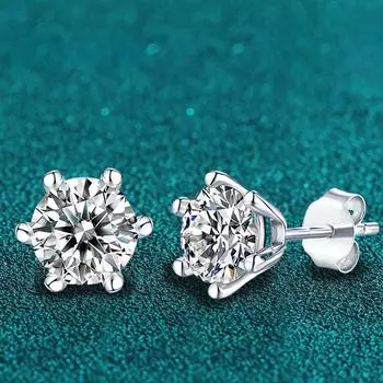 D Цвет 0,5 CT 100% Муассанит Серьги-гвоздики для женщин Серьги-гвоздики 925 Серебро Белое Позолоченные Ювелирные Изделия Проходят Алмазный Тест 0.5CT and 0.5CT