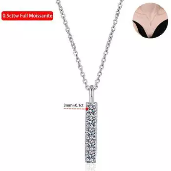 D Цвет 0,5 карата 5 камней 3 мм Настоящее ожерелье из муассанита для женщин S925 Серебряный кулон Изящные ювелирные изделия 0.5cttw Moissanite