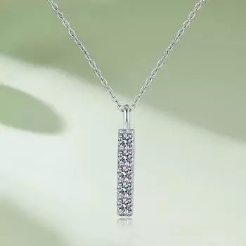 D цвет 0,5 карата муассанит ожерелье для женщин стерлингового серебра 925 пробы с четырьмя когтями длинный кулон в форме стержня бриллиантовая цепочка на шею роскошные ювелирные изделия в подарок 45cm белый