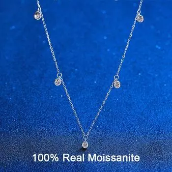 D Цвет 0,5 карата Роскошный кулон с драгоценным камнем из муассанита круглой огранки, ожерелье-чокер из 100% стерлингового серебра 925 пробы для женщин, ювелирные украшения для вечеринок total 0.5ct
