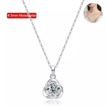 D цвет 100% стерлинговое серебро S925 шея фарфоровая пластина Pt950 ювелирные изделия D цвет 6,5 мм 1 карат кулон с муассанитом ожерелье для женщин 45cm