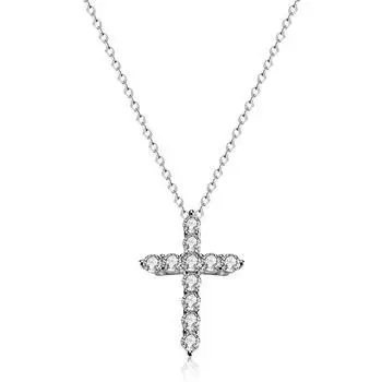 D Цвет 14 К Позолоченный Муассанит Крест Подвеска Ожерелье Для Женщин Мужчин VVS1 Муассанит Крест Ювелирные Изделия Стерлингового Серебра 1.1ct Moissanite