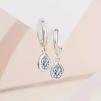 D Цвет 18 К Белое Золото Высокое Качество Муассанит Серьги VVS1 Стерлингового Серебра Капли Воды Подвеска Серьги С Бриллиантами Свадебный Подарок