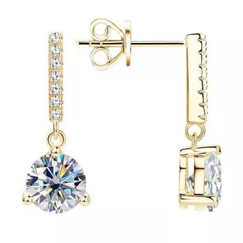 D цвет 18-каратное позолоченное серебро 925 пробы VVS1 3EX 6,5 мм настоящие муассанитовые бриллианты висячие серьги ювелирные изделия