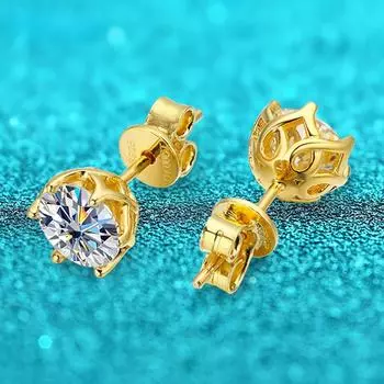 D цвет 18k с покрытием 0,5-2CT Сертифицированные серьги-гвоздики с муассанитом для женщин Роскошные свадебные украшения из стерлингового серебра S925 Подарок на вечеринку 0.5ct and 0.5ct