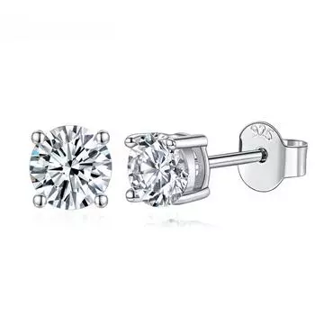 D Цвет 1,0 карат 6,5 мм D Цвет Муассанит серьги для женщин Круглая огранка бриллиантовые серьги-гвоздики из стерлингового серебра 925 пробы ювелирные изделия в подарок 0.3CT VVS1 4.0mm