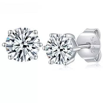 D Цвет 1,0 Карат Муассанит Круглые Серьги-гвоздики для Женщин Серебро 925 Pendientes Mujer Свадебные D Цвет Серьги-гвоздики 0.3CT VVS1 4.0mm