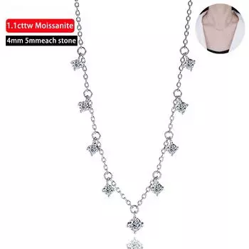 D Цвет 1.1cttw 4 мм 5 мм Полный Муассанит Ожерелье Для Женщин S925 Серебро Сертификат GRA Изысканные Ювелирные Изделия С Бриллиантами 45cm
