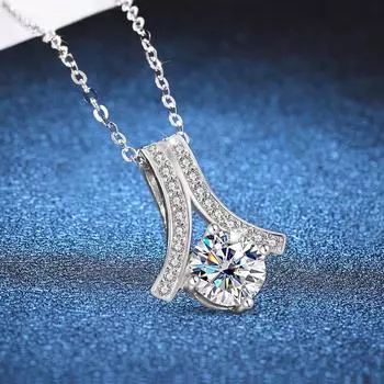 D цвет 1-2CT сертифицированный муассанит ожерелье для женщин платиновое серебро S925 ювелирные украшения свадебный блестящий кулон с драгоценными камнями 1ct