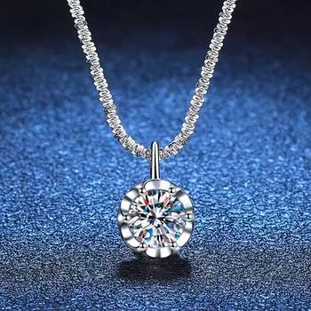D цвет 1/2CT стеклянный сверкающий кулон из муассанита круглой огранки для женщин, пройден тест, выращенный в лаборатории бриллиант, элегантное серебро 925 пробы 1ct