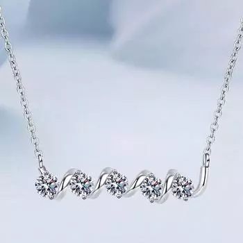 D цвет 1,5 карат, подвеска из стерлингового серебра 925 пробы с муассанитом для женщин, модное ожерелье с волнами, блестящие свадебные украшения, подарки, пройти тест