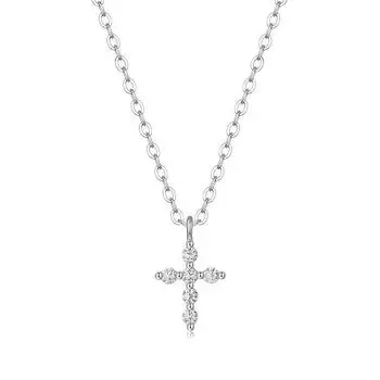 D цвет 1,6 мм полный муассанит с бриллиантом крест-подвеска для женщин ожерелье из 100% стерлингового серебра S925 ювелирные изделия, подарки 1.6mm Moissanite