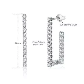 D Цвет 1,9 мм серьги-кольца из моссанита для женщин квадратные нерегулярные серьги-капли из стерлингового серебра 925 пробы трендовые ювелирные изделия 925 Sterling Silver