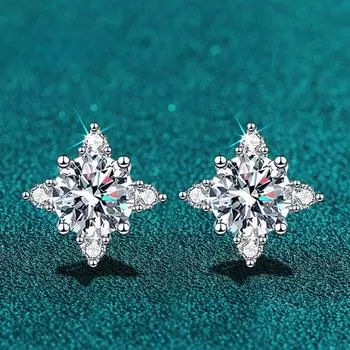 D Цвет 1 карат 6,5 мм Серьги с муассанитом, стерлинговое серебро 925 пробы, серьги-гвоздики с покрытием из белого золота, свадебные украшения для женщин 0.5ct and 0.5ct