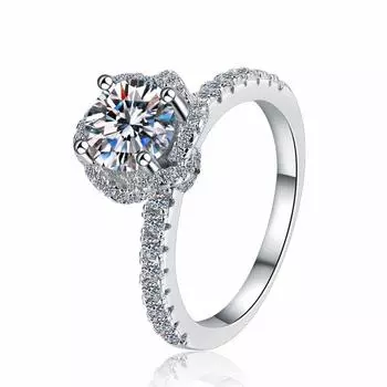 D цвет 1 карат кольцо с муассанитом для женщин S925 серебряное кольцо бутон розы обручальное кольцо с бриллиантом обручальное кольцо подарок для подруги 9