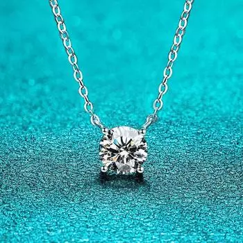 D цвет 1 карат кулон из муассанита для женщин 100% серебро S925 стерлингового серебра свадебное блестящее лабораторное бриллиантовое ожерелье белое золото ювелирные изделия на цепочке