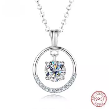 D Цвет 1 карат Муассанит Алмаз Танцы Кулон Ожерелье Стерлингового Серебра 925 пробы Ювелирные Изделия Для Женщин Подарок