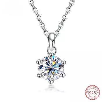 D Цвет 1 карат Муассанит Бриллиантовый Кулон Ожерелье из стерлингового серебра 925 пробы для женщин Подарок на годовщину свадьбы 45cm