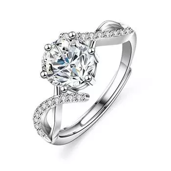 D цвет 1 карат муассанит кольцо с бриллиантом женское серебряное кольцо любовь переплетается ins кольцо с бриллиантом предложение обручальное кольцо кольцо с бриллиантом подарок для подруги Opening is adjustable