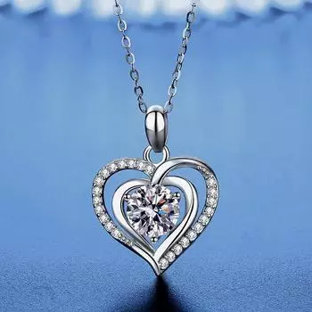 D цвет 1 карат муассанит подвеска из стерлингового серебра 925 пробы океан сердце ожерелье для женщин и девочек модный дизайн подарки на день рождения Высокие ювелирные изделия 1 carat