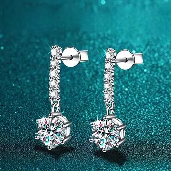 D Цвет 1 карат Муассанит Серьги-кольца 925 Серебро Сверкающие Бриллианты Модные Серьги Ювелирные Изделия Подарок Для Женщин Девушка Вечеринка Помолвка