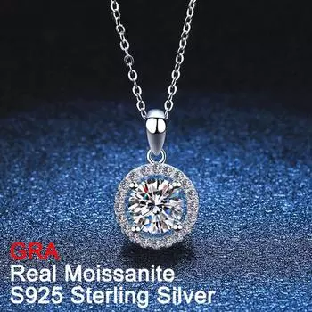 D цвет 1 карат настоящий муассанит ожерелье для женщин Pt950 100% стерлингового серебра S925 круглая цепочка с бриллиантами на шею ювелирные изделия Zircon 4mm