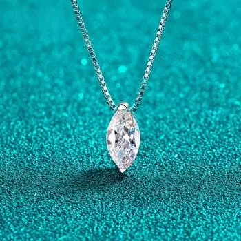 D цвет 1 карат огранка «маркиза» Муассанит ожерелье для женщин коробка-цепочка 5*10 мм камень S925 стерлингового серебра кулон лабораторные ювелирные изделия с бриллиантами