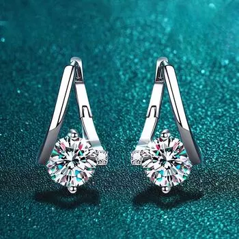 D Цвет 1 карат серьги с муассанитом для женщин стерлингового серебра 925 пробы обручи-гвоздики с бриллиантами для помолвки свадебные ювелирные украшения в подарок