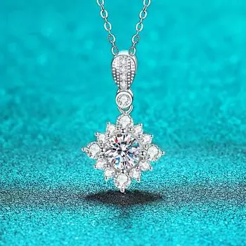 D Цвет 1-каратное белое золото с покрытием из муассанита для женщин Подвеска с бриллиантом идеальной огранки 100% серебро S925