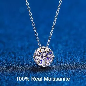 D цвет 1CT Муассанит Halo Подвеска Ожерелье С Платиновым Покрытием Стерлингового Серебра Лаборатория Алмаз Муассанит Ожерелье Для Женщин Подарок Изящных Ювелирных Изделий 1ct moissanite