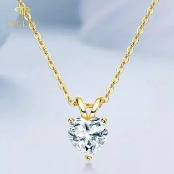 D цвет 1CT пройти тест сердце огранки муассанит ожерелье для женщин кулон из 100% стерлингового серебра 925 пробы свадебный оригинальный ювелирный подарок