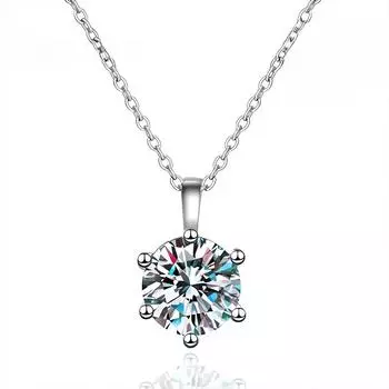 D Цвет 2,0 карата VVS1 Муассанит Ожерелье из стерлингового серебра 925 пробы с сертификатом Ювелирные украшения для женщин 1ct Moissanite