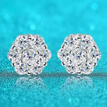 D цвет 2,5/3 мм сертифицированные серьги-гвоздики с муассанитом для женщин сверкающий цветок вечерние классические ювелирные изделия 100% стерлинговое серебро 925 пробы 0.06CT