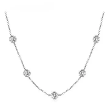 D Цвет 2,5 CT VVS1 настоящий муассанит ожерелья для женщин Роскошное ожерелье-цепочка из стерлингового серебра 925 пробы свадебный подарок