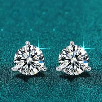 D Цвет 2 карата 8 мм Серьги с муассанитом, стерлингового серебра 925 пробы, 3 серьги-пусеты с когтями, свадебные и помолвочные ювелирные украшения для женщин 0.3ct and 0.3ct 4mm