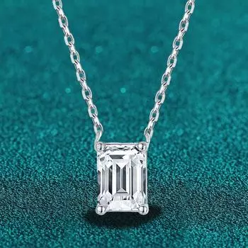 D цвет 2 карата изумрудной огранки Муассанит ожерелья для женщин s925 Щепка с позолоченным ожерельем Сверкающие свадебные украшения